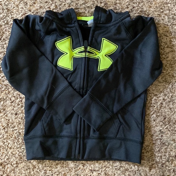 Black and neon yellow Under Armour zip hoodie. Size 2T - Picture 1 of 4